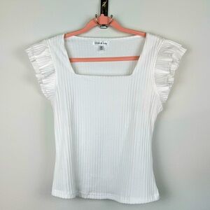 Stem & vine white ribbed top